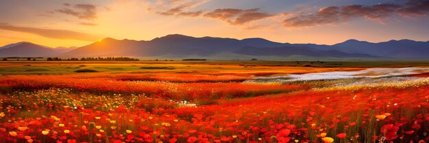 ampi prati dove la brezza soffia tra i fiori selvatici e l'erba alta