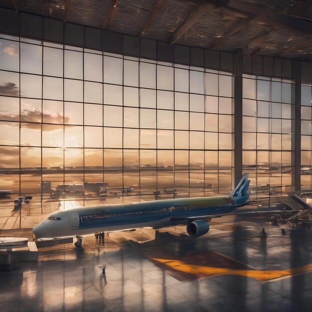 Ampio aeroporto con sfondo sfocato