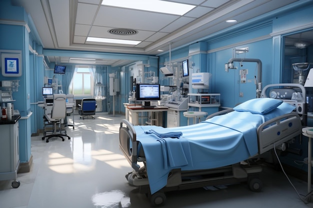 Ampio ambiente ospedaliero, ampia area vuota che consente un uso versatile per le immagini mediche