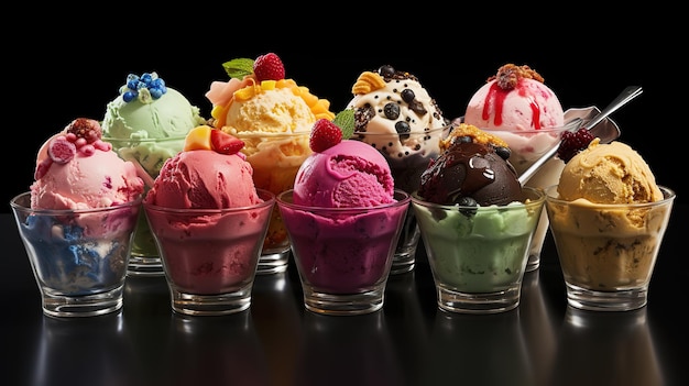 Ampio assortimento di gelati artigianali italiani Generative Ai