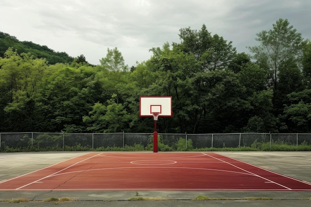 Ampio campo da basket all'aperto soleggiato Generate Ai