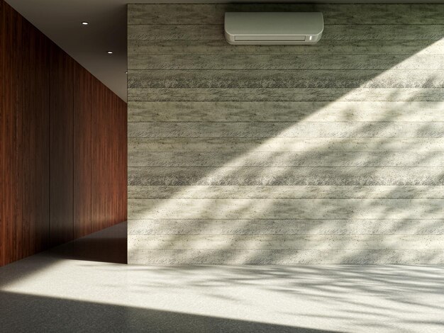Ampio soggiorno di lusso moderno e luminoso interni con aria condizionata mockup illustrazione rendering 3D