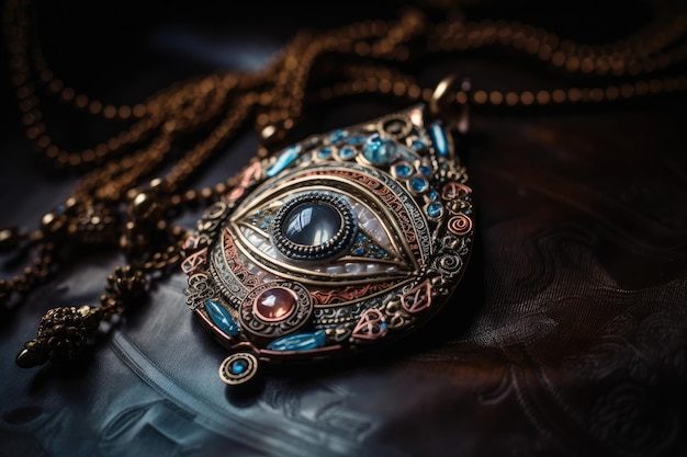 Amuleto malocchio circondato da intricati motivi e simboli