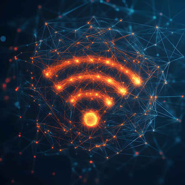 an abstract data background showcasing a wireless network and connection