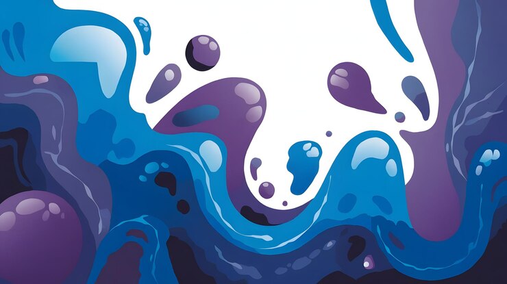 Photo an abstract illustration of blue and purple swirls and shapes the background is white