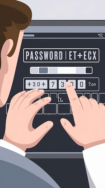 An animation of a user setting strong complex passwords to enhance security