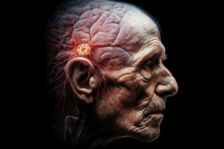 An illustration of a man's head with a brain in the brain.