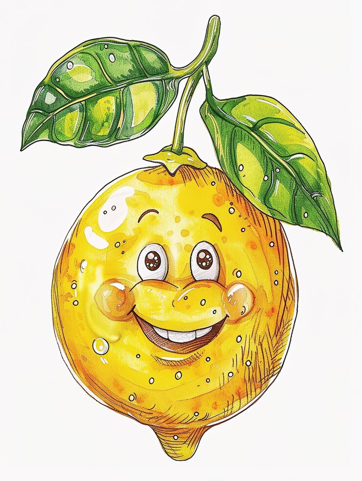 Photo an image of a laughing lemon in a cartoon style on a white background