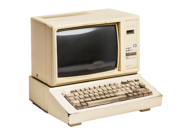 an old computer with a screen and keyboard