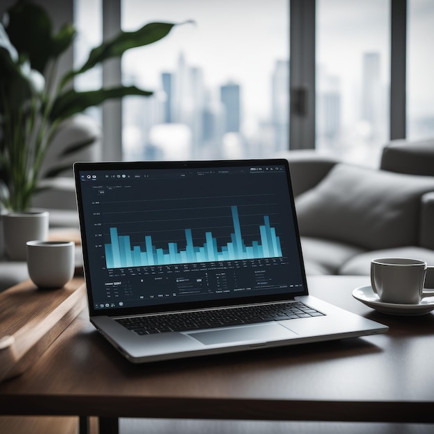 analisi aziendale creativa e grafico di dati finanziari su moderne analisi di monitor informatico e un