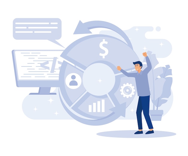 Analisi dei dati gestione strategica ricerca analitica bilanciata scorecard vettore piatto illustrazione moderna