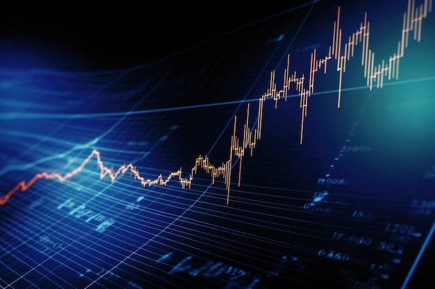 Analisi delle transazioni della mappa del mercato azionario finanza degli investimenti mercato azionario grafico finanziario o dei cambi grafico del mercato crisi perdite crescita reddito e profitti vincono la tendenza