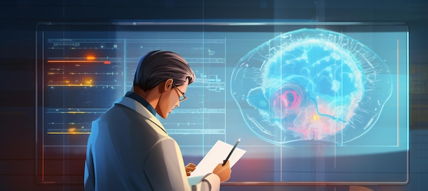 Analisi medica e controllo dei risultati dei test cerebrali della diagnostica di laboratorio scientifica e medica