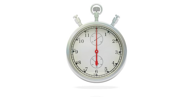 Analogico del timer del cronometro isolato su sfondo bianco 3d'illustrazione