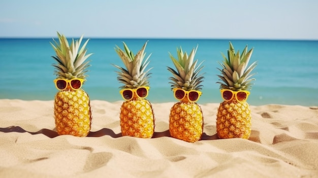 Ananas carini in occhiali da sole Illustration AI GenerativexA