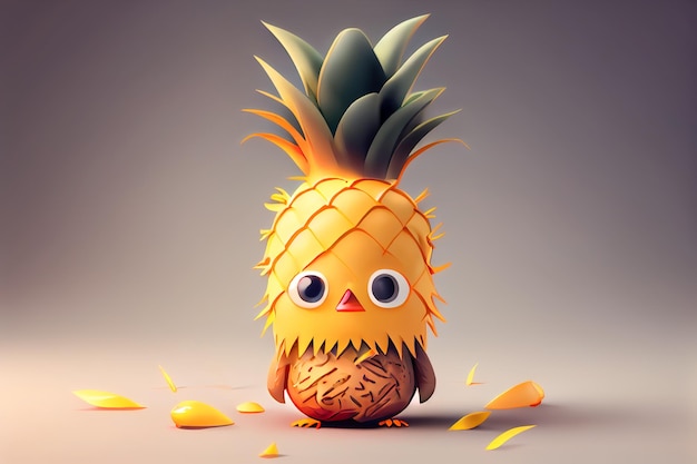 Ananas cartone animato con grandi occhi IA generativa IA generativa