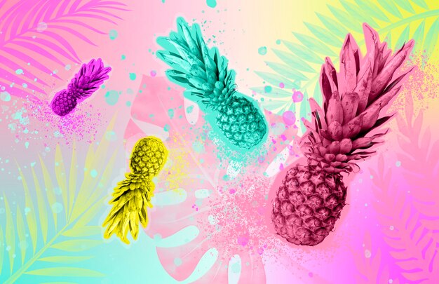 ananas colorati su sfondo