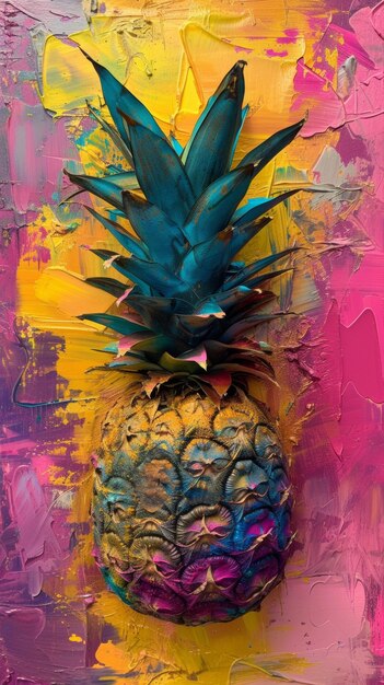 Ananas dipinto a colori su uno sfondo texturato