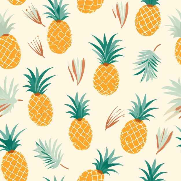 Ananas e ananas su fondo beige.