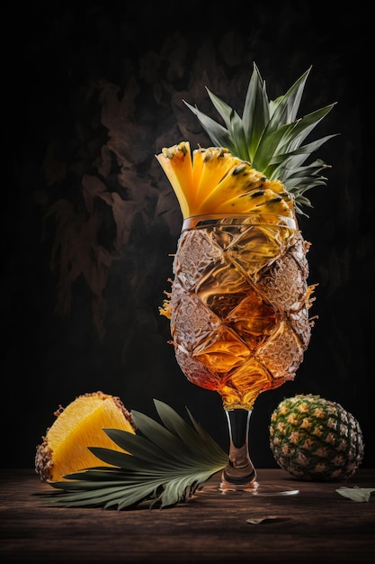 Ananas e ananas sul tavolo IA generativa