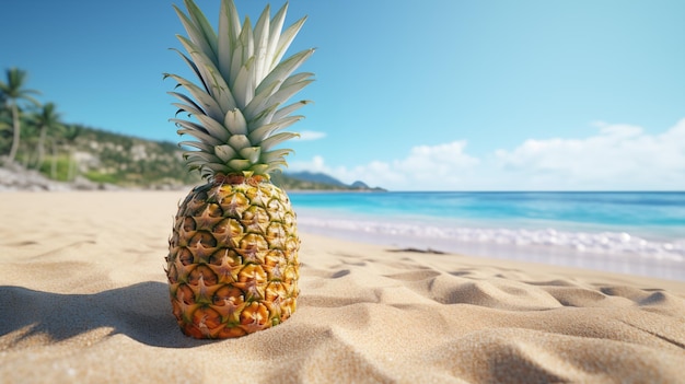 Ananas freschi in spiaggia