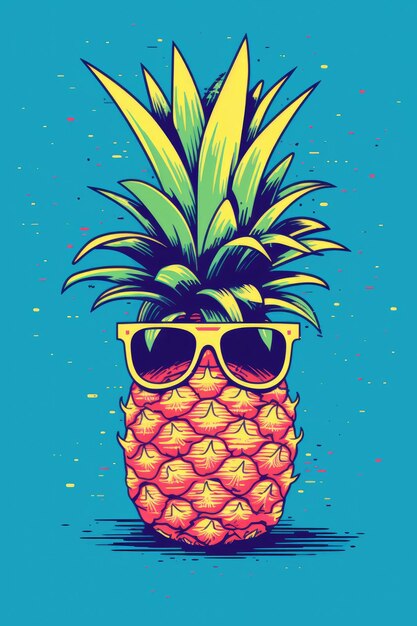 Ananas in occhiali da sole su uno sfondo bellissimo