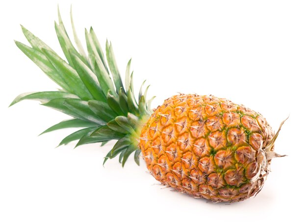 Ananas intero maturo isolato sul bianco