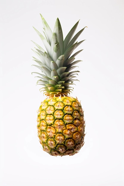 Ananas levitante su sfondo bianco