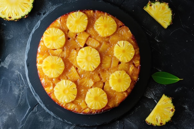 Ananas schiacciato a testa in giù torta piatta