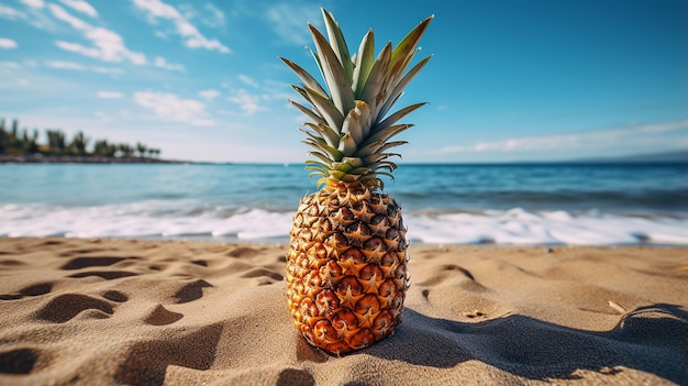 ananas sulla spiaggia di sabbia