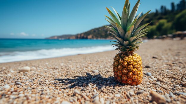 ananas sulla spiaggia di sabbia