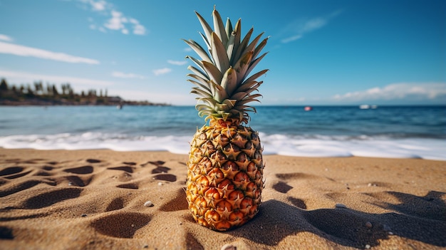 ananas sulla spiaggia di sabbia