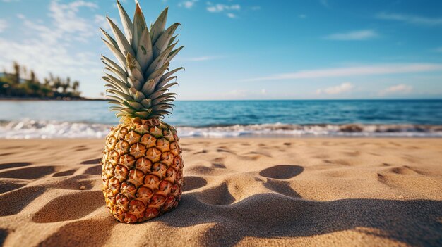 ananas sulla spiaggia di sabbia