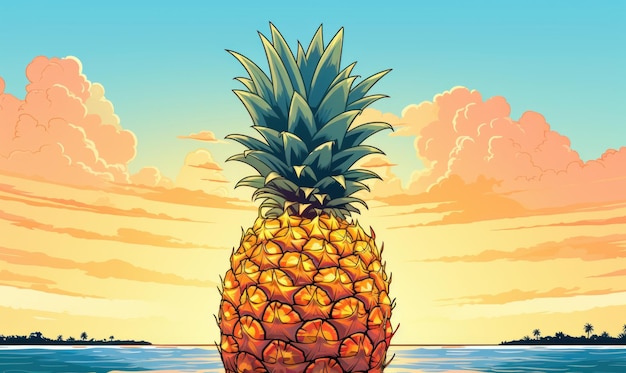 Ananas sullo sfondo per la pubblicità sui social media Frutta succosa per un'alimentazione sana Generative Ai