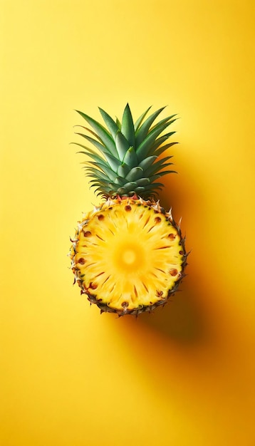 Ananas tagliato fresco su giallo brillante