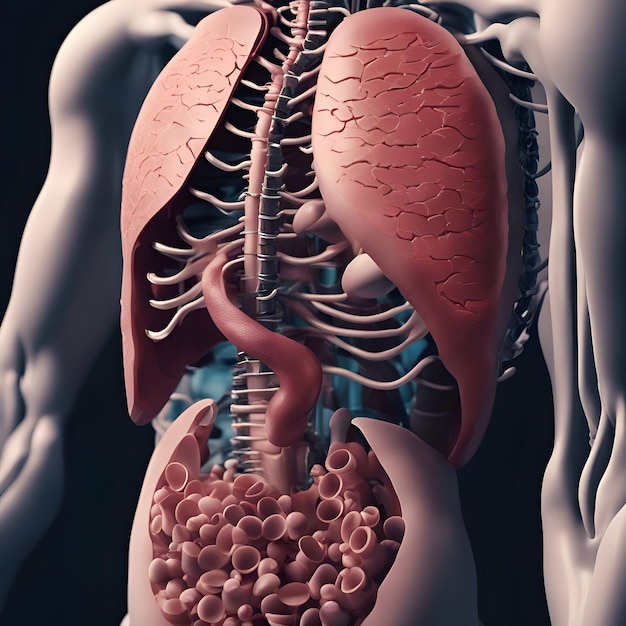 Anatomia del corpo umano illustrazione 3D Organi umani concetto medico