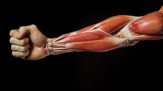Anatomia del muscolo del braccio Atletico Maschio Biceps Muscolo Anatomia Close Up Shot