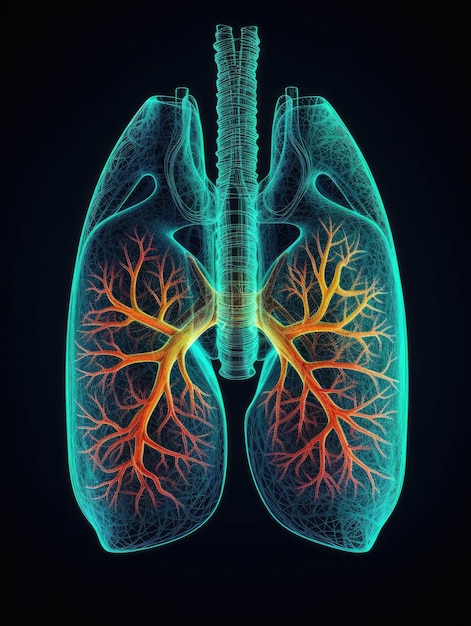 Anatomia del sistema respiratorio umano dei polmoni per l'illustrazione del concetto medico d