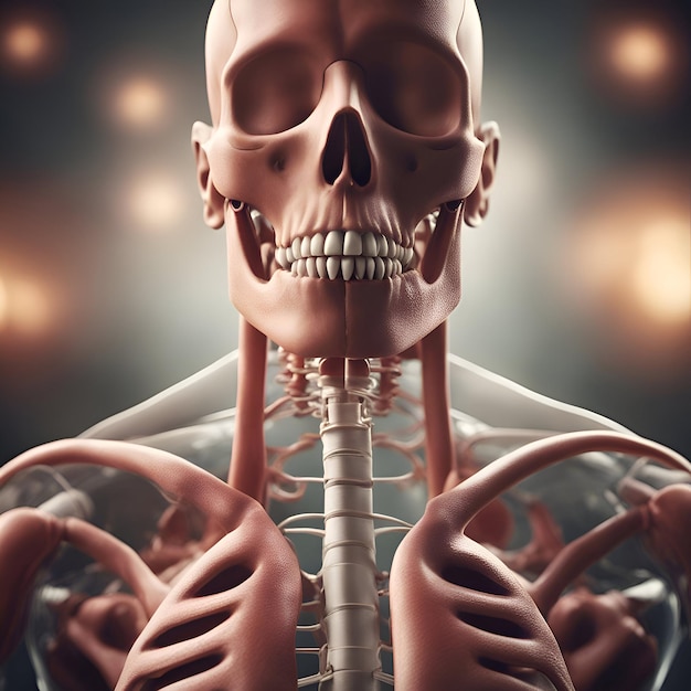 Anatomia dello scheletro umano 3d render Anatomia del corpo umano
