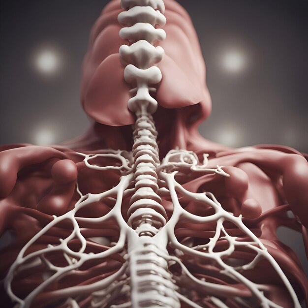 Anatomia dello scheletro umano rendering 3D illustrazione medica Organi interni