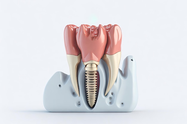 Anatomia di denti sani e impianto dentale ai generativi