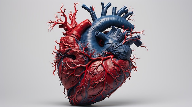 anatomia di un cuore umano con il sistema venoso che è accurato da un punto di vista medico AI generativa