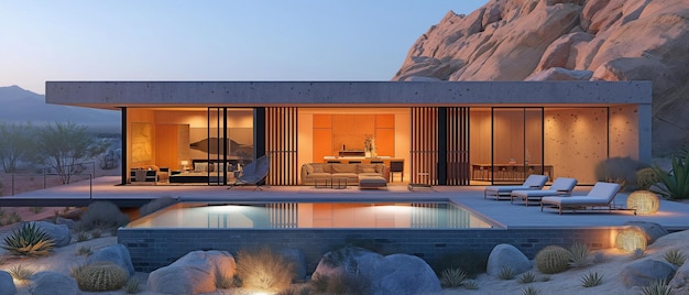 Anche se questa casa nel deserto sembra un modesto bungalow dall'esterno all'interno troverete