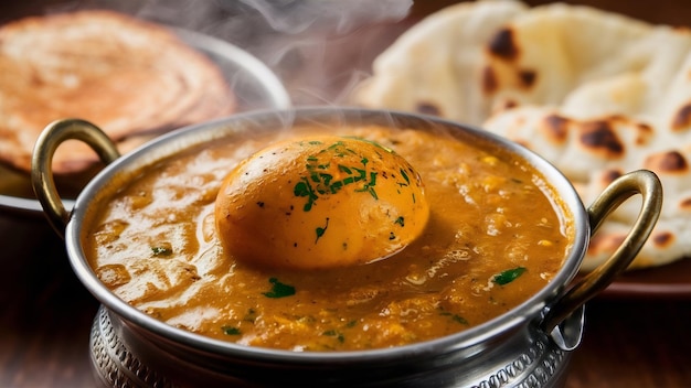 Anda curry o egg masala gravy cibo piccante indiano o ricetta servito con roti o naan selective fo
