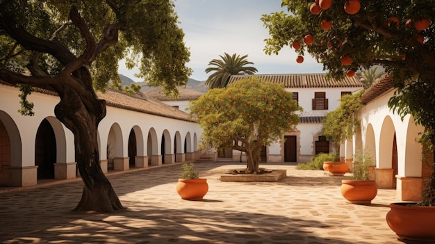 andalusia cortile arancione degli alberi spagnoli hacienda andalusia cortile arancione degli alberi