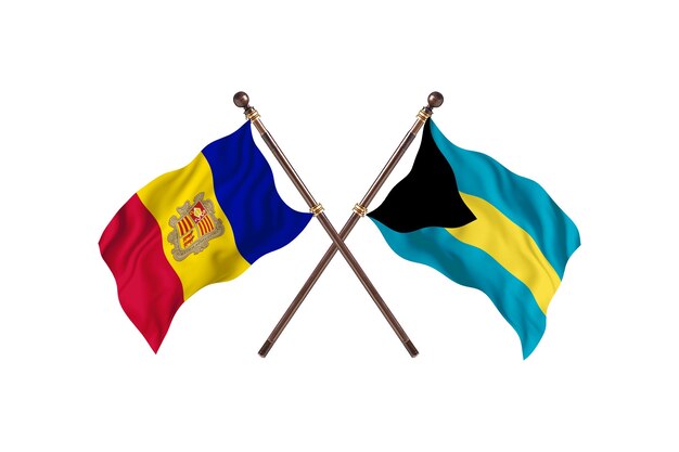 Andorra contro le Bahamas due paesi bandiere sfondo