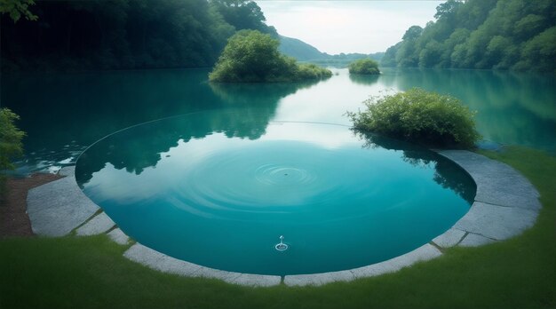 Anelli d'acqua sereni nella foto IA generativa