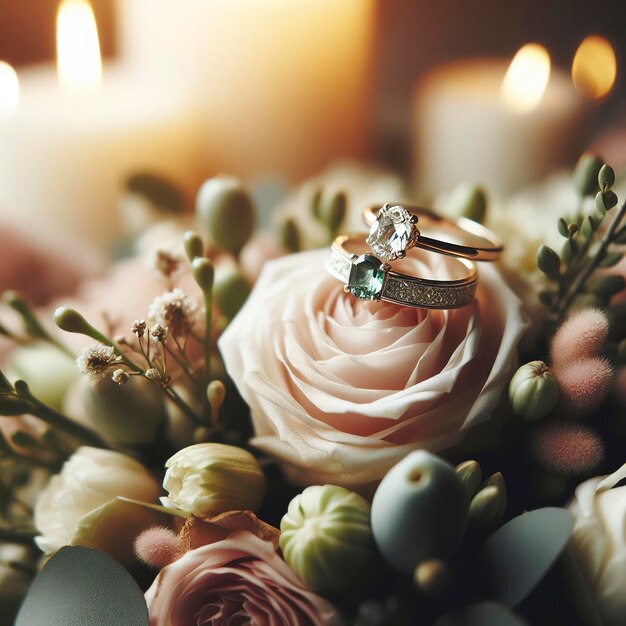 anelli da sposa con una decorazione da sposa
