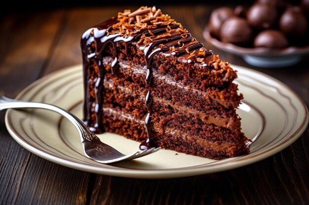 Anello alto di torta con coperta di cioccolato e bastoncini di cannella