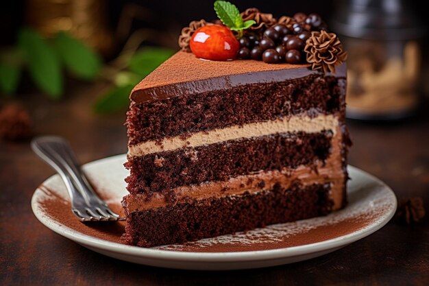 Anello alto di torta con coperta di cioccolato e bastoncini di cannella